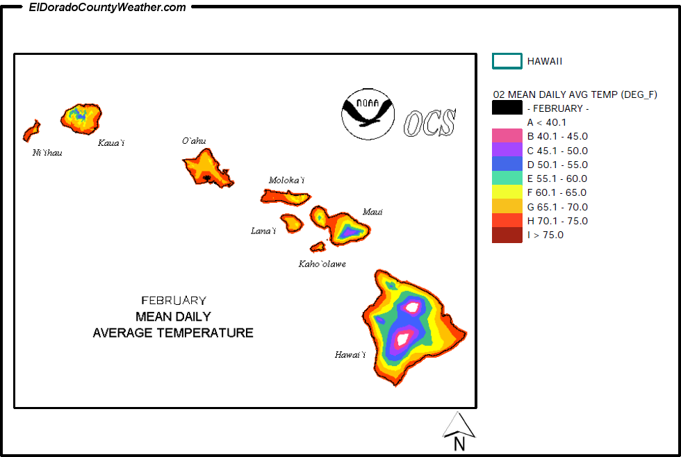Hawaii February Annual Mean Daily Average Temperature